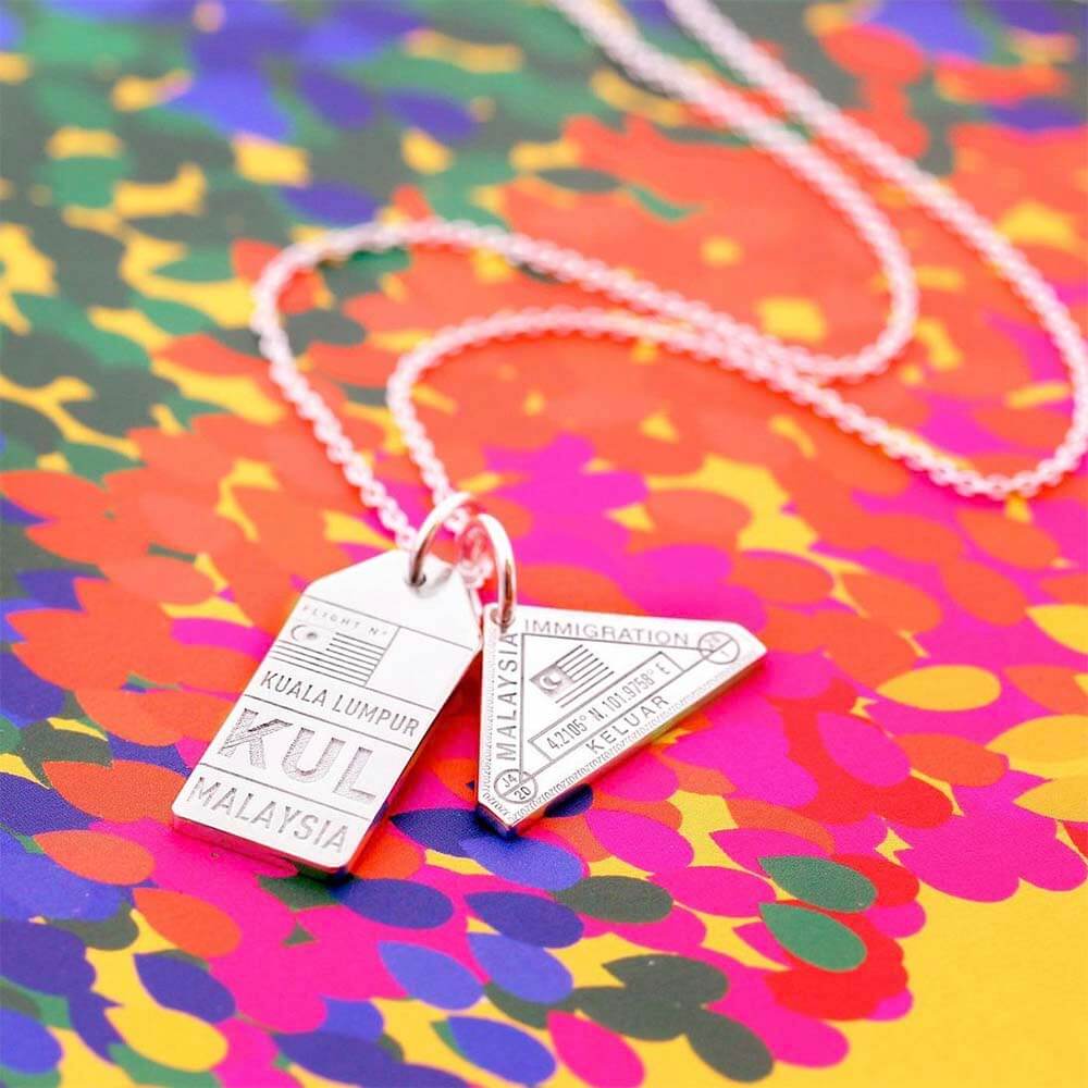 Silver Travel Charm, Malaysia Passport Stamp - JET SET CANDY (1720199446586)