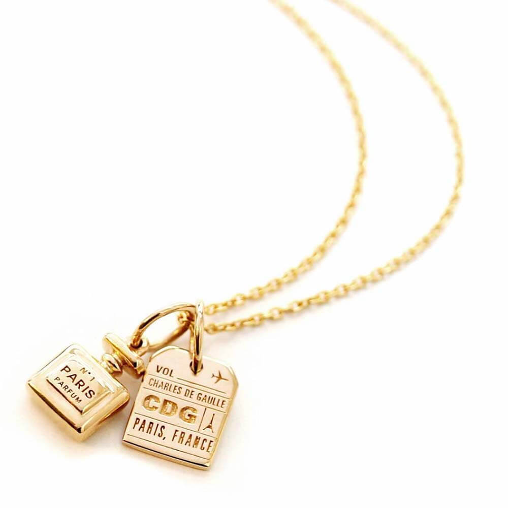 Solid Gold Paris Charm, Mini CDG Luggage Tag - JET SET CANDY (2274315862074)