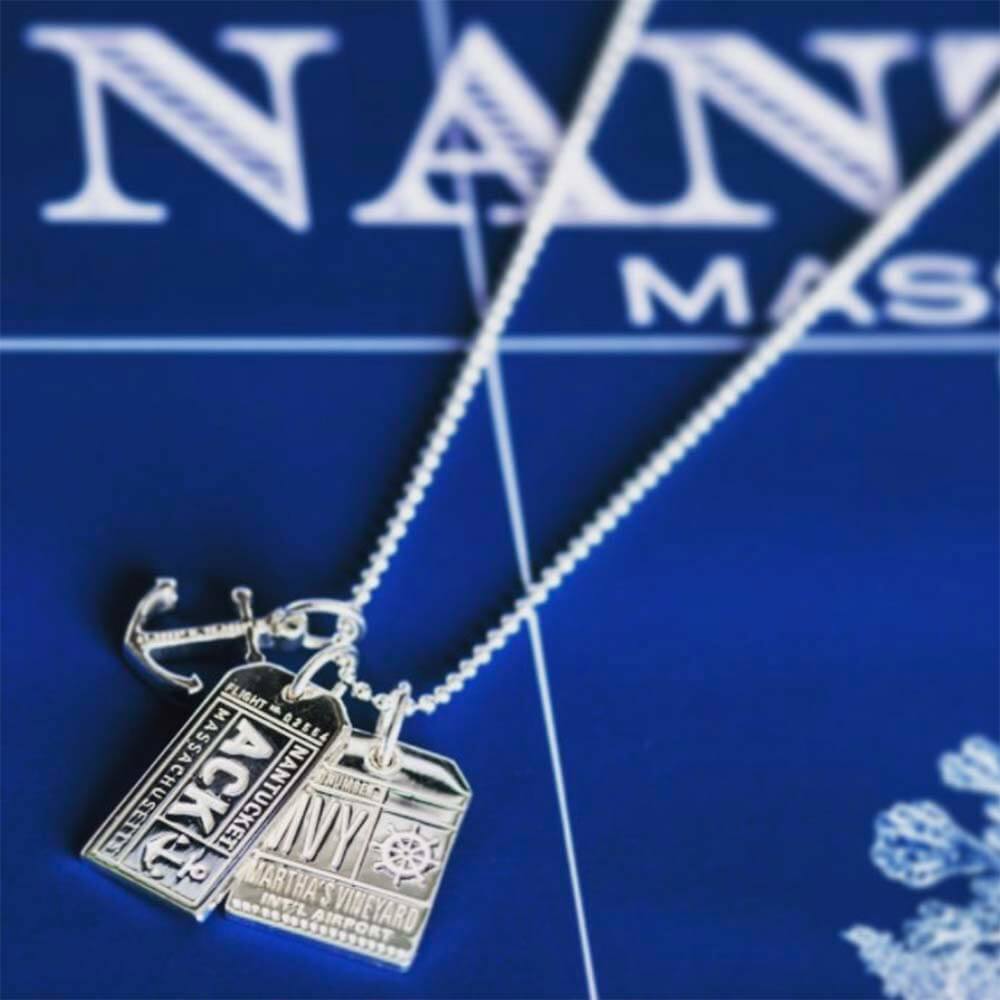 Sterling Silver Nantucket Charm, ACK Luggage Tag Charm - JET SET CANDY (2036752908346)