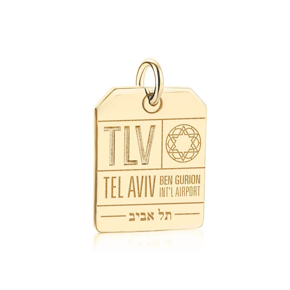 Gold Israel Charm, TLV Tel Aviv Luggage Tag - JET SET CANDY  (2283834310714)