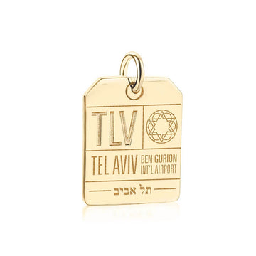 Tel Aviv Israel TLV Luggage Tag Charm Gold