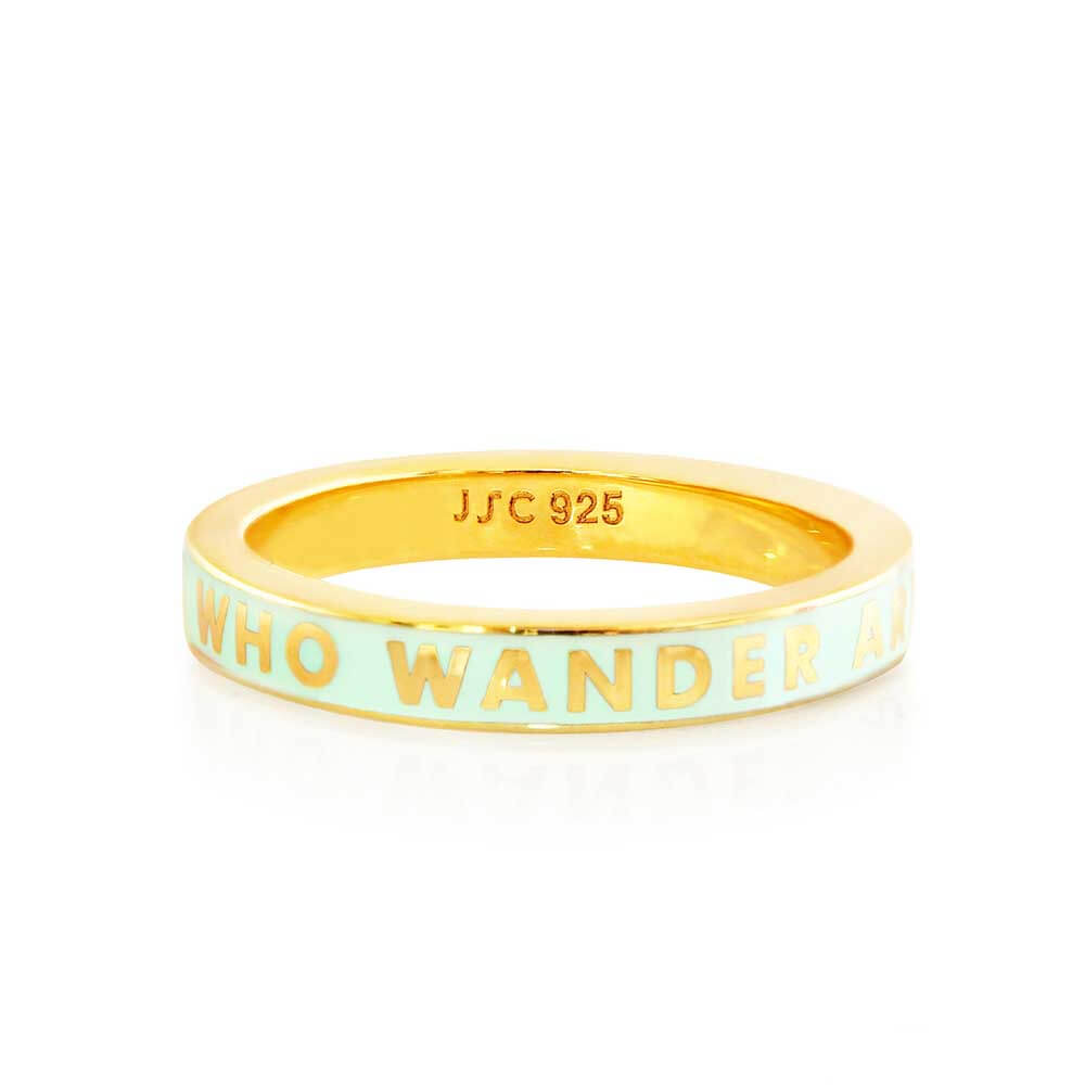 Not All Those Who Wander Are Lost Ring, Mint Enamel, Gold – JET SET CANDY