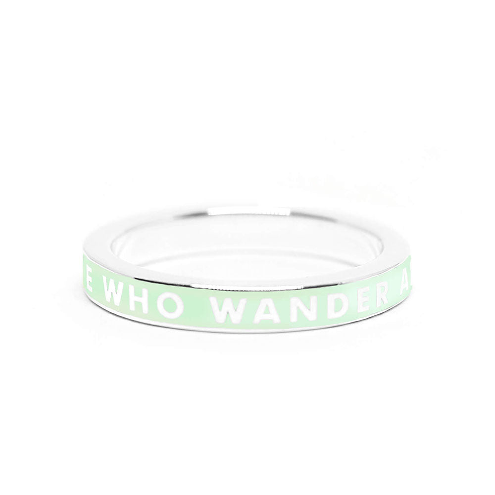 Mint Enamel Silver "Not All Those That Wander Are Lost" Ring - JET SET CANDY  (1925225873466)