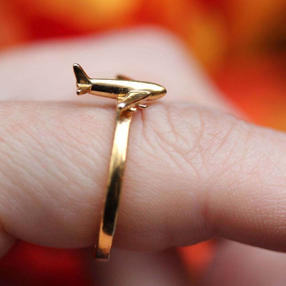 Gold Airplane Ring - JET SET CANDY (1766917570618)