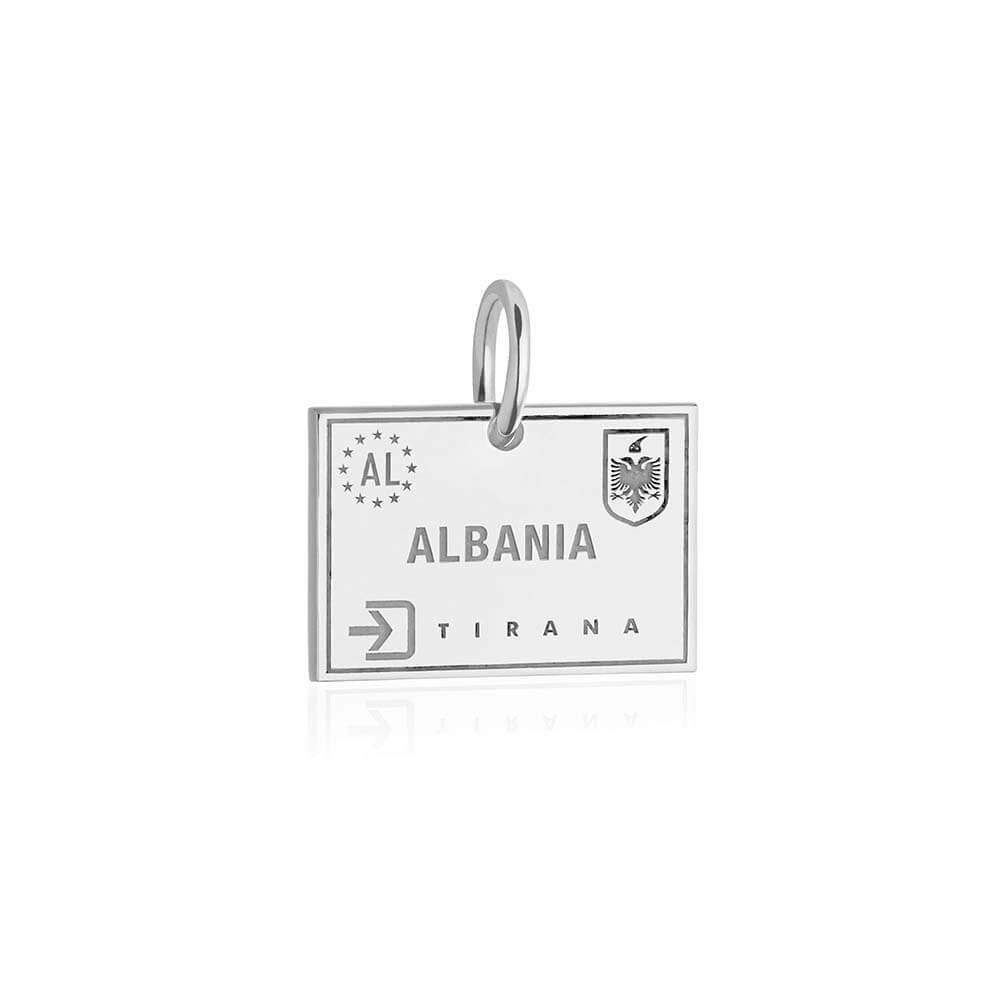 Sterling Silver Travel Charm, Albania Passport Stamp (SHIPS JUNE) - JET SET CANDY  (1720202035258)