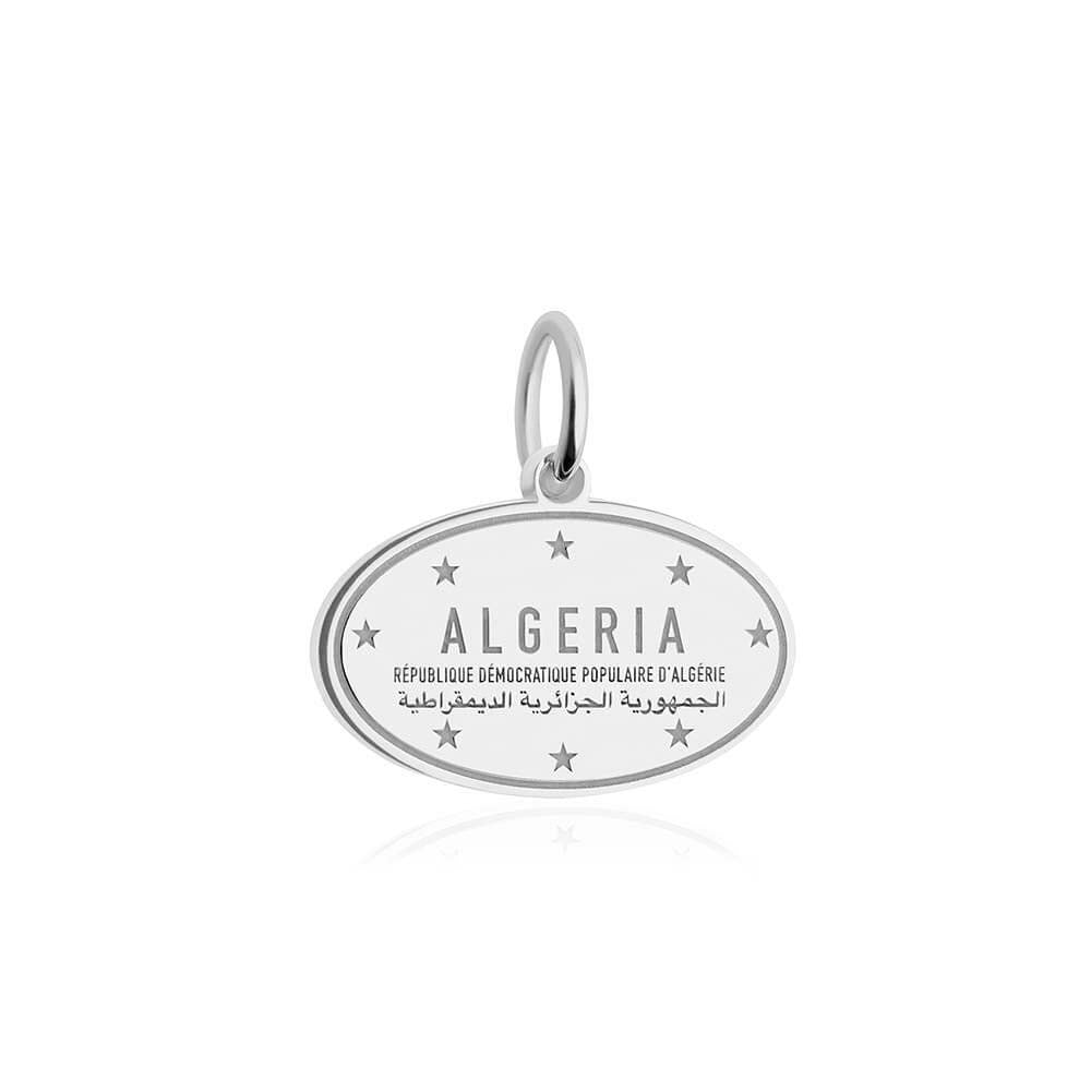 Sterling Silver Travel Charm, Algeria Passport Stamp - JET SET CANDY  (1720205279290)