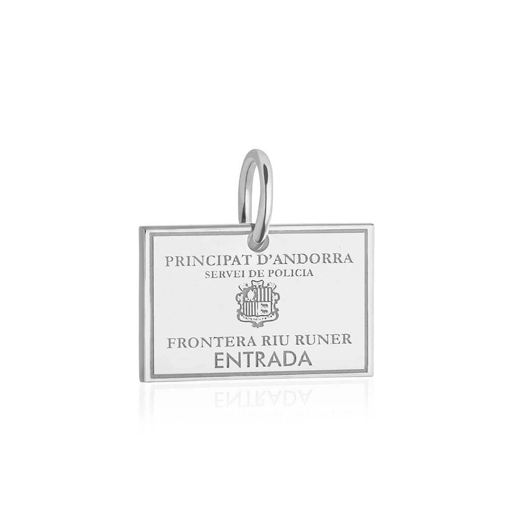 Sterling Silver Travel Charm, Andorra Passport Stamp - JET SET CANDY  (1720202199098)