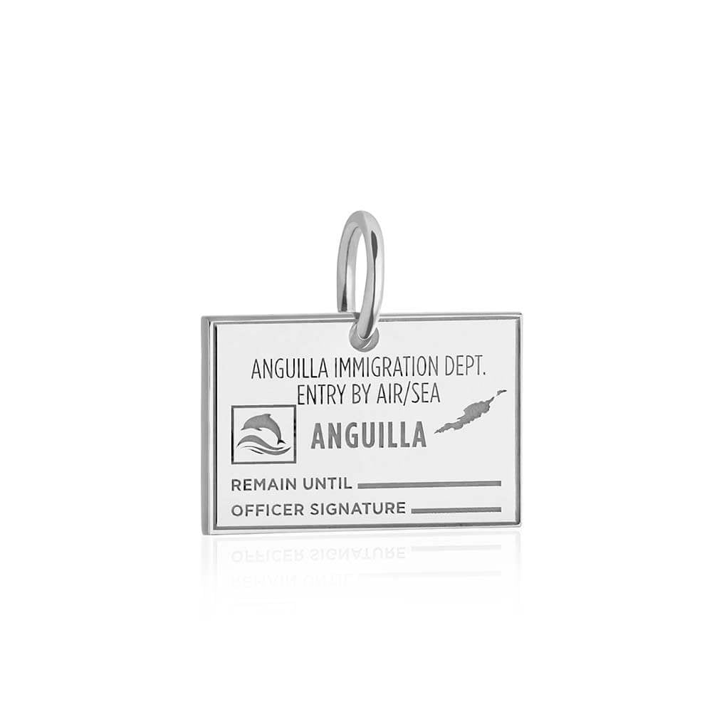 Sterling Silver Travel Charm, Anguilla Passport Stamp (SHIPS JUNE) - JET SET CANDY  (1720207638586)