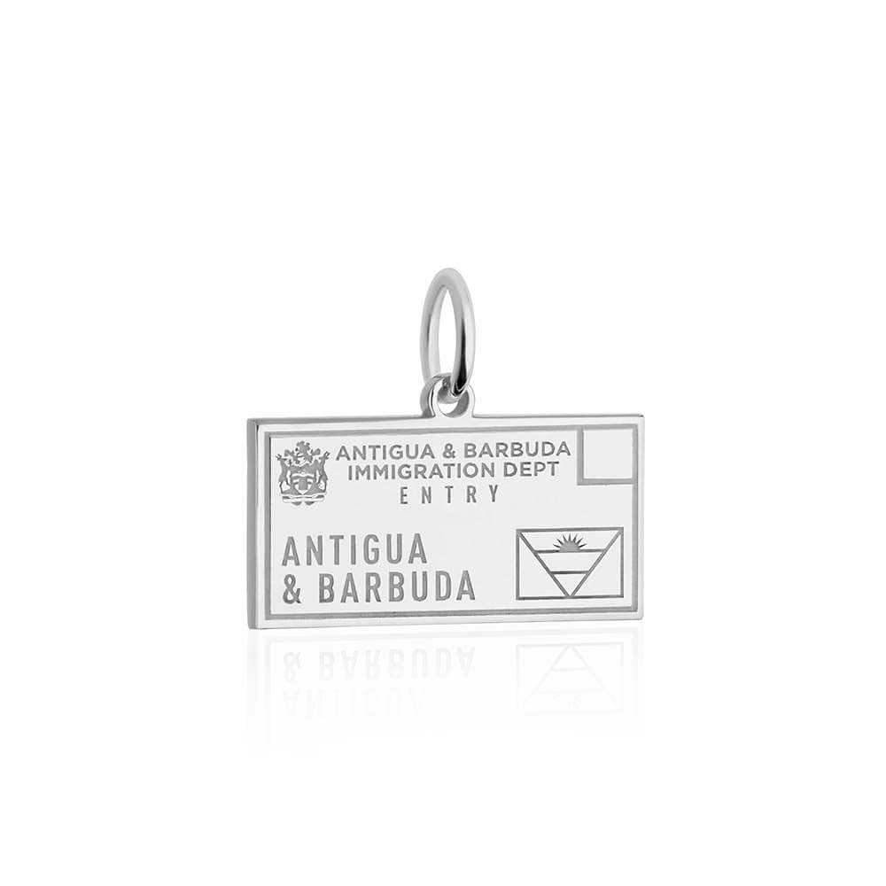 Sterling Silver Travel Charm, Antigua and Barbuda Passport Stamp - JET SET CANDY  (1720207867962)