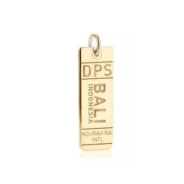 Bali Indonesia DPS Luggage Tag Charm Solid Gold