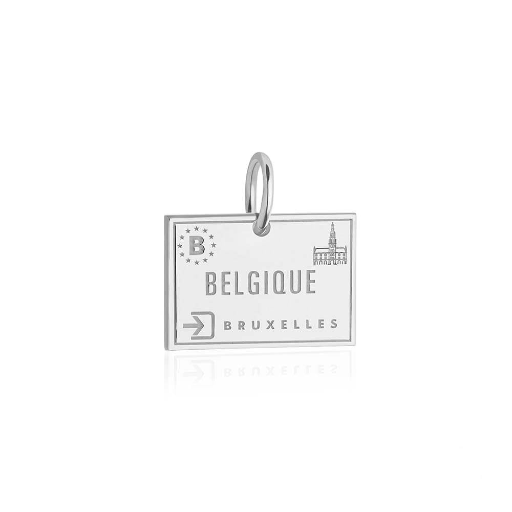 Sterling Silver Travel Charm, Belgium Passport Stamp - JET SET CANDY  (1720207343674)