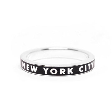 Black Enamel New York City Silver Ring