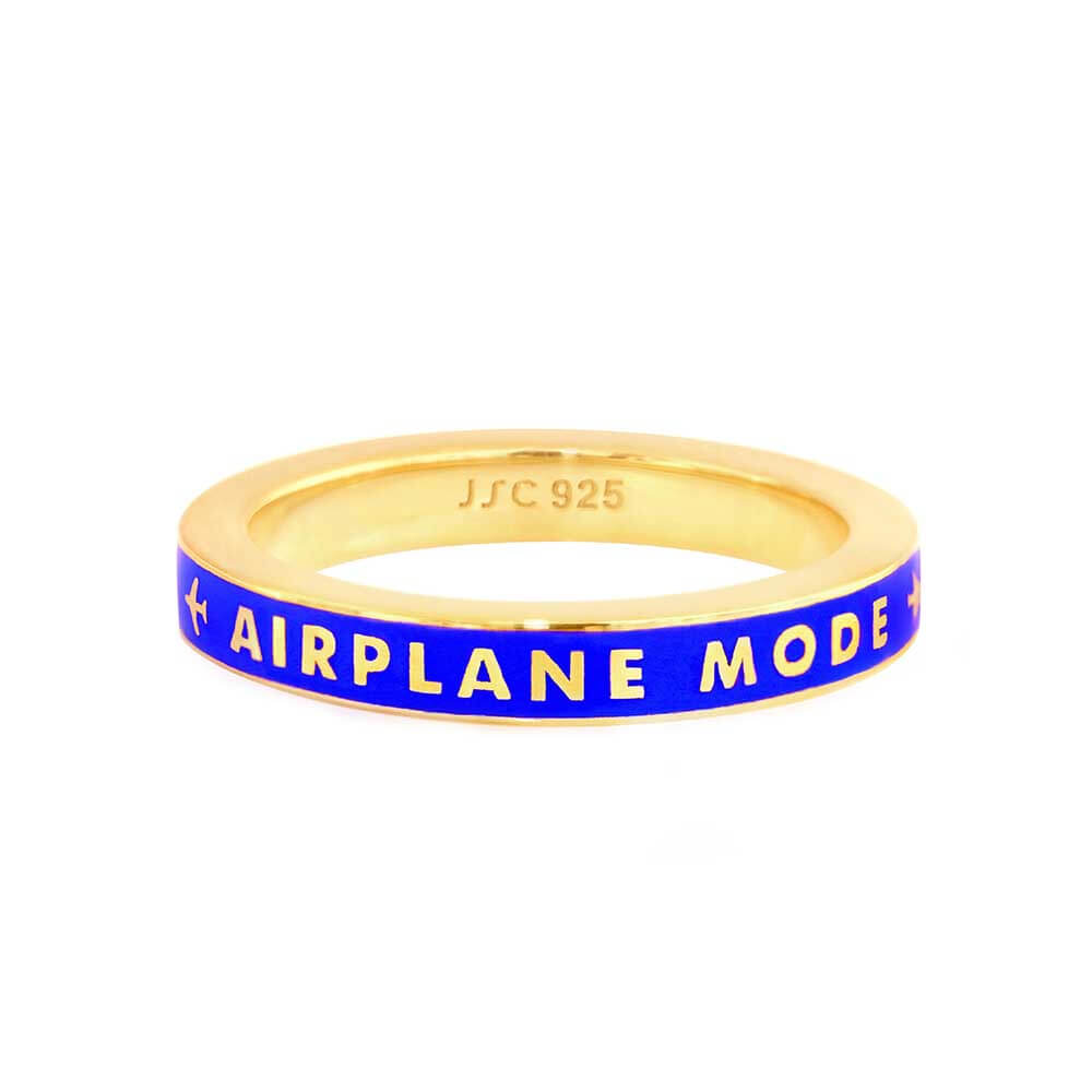 Blue Enamel Ring in Gold, Airplane Mode - JET SET CANDY  (1720210227258)
