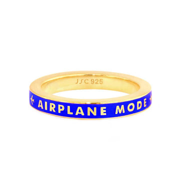 Airplane Mode Ring, Blue Enamel, Gold