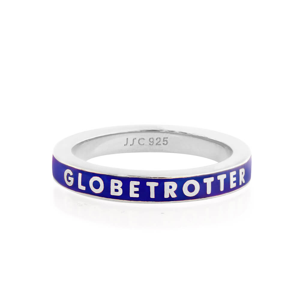 Blue Enamel Silver Travel Ring 