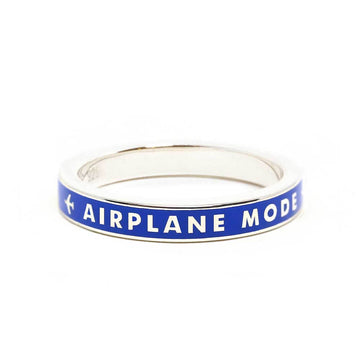 Airplane Mode Ring, Blue Enamel, Silver