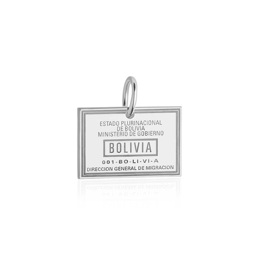 Sterling Silver Travel Charm, Bolivia Passport Stamp - JET SET CANDY  (1720208687162)