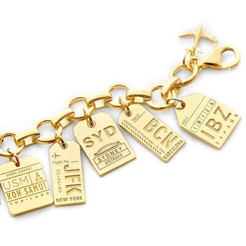 Bracelet Bundle: 5 Gold Vermeil Luggage Tag Charms