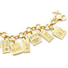 GOLD CHARM BRACELET WITH 12 LUGGAGE TAG CHARMS (MINI PLANE SHIPS JUNE) - JET SET CANDY  (4401092821080)