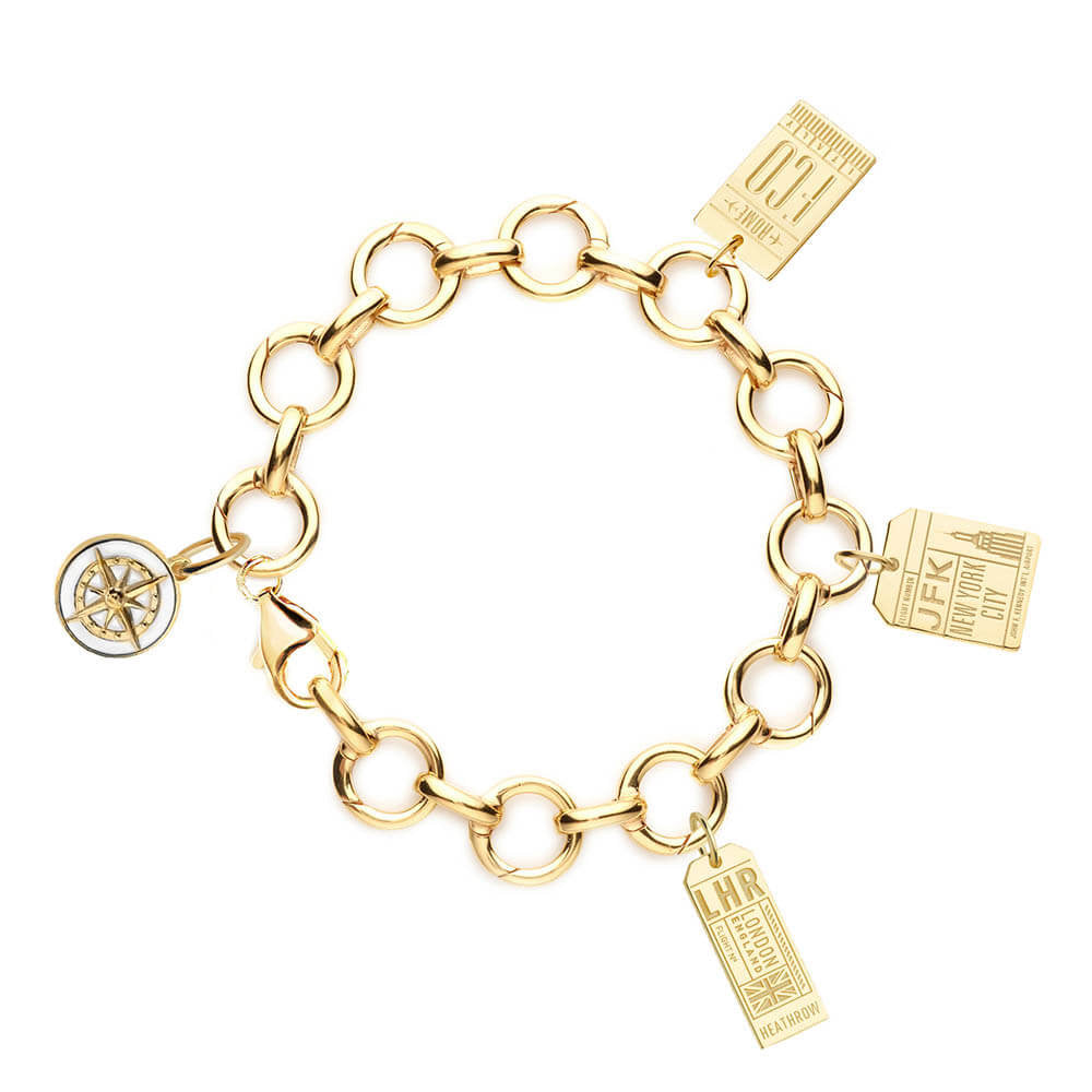 Solid Gold New York Charm, JFK Luggage Tag - JET SET CANDY (6930012864696)