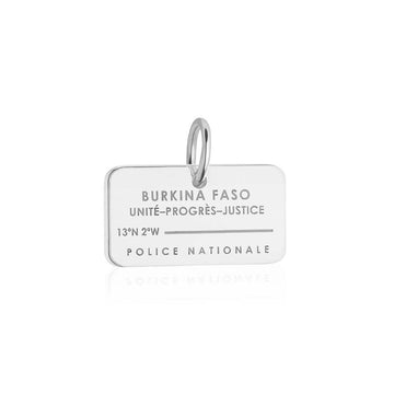 Burkina Faso Passport Stamp Charm Silver
