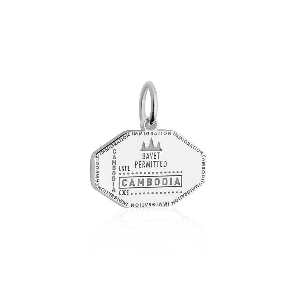 Sterling Silver Travel Charm, Cambodia Passport Stamp - JET SET CANDY  (1720200298554)