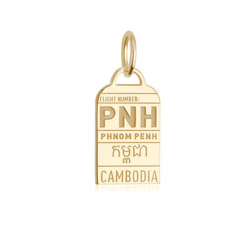 Phnom Penh Cambodia PNH Luggage Tag Charm Gold