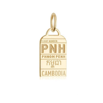 Phnom Penh Cambodia PNH Luggage Tag Charm Solid Gold