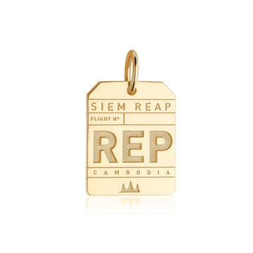 Siem Reap Cambodia REP Luggage Tag Charm Gold