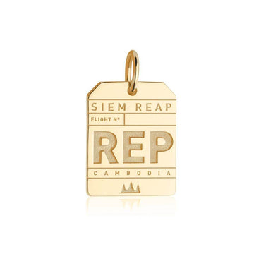 Siem Reap Cambodia REP Luggage Tag Charm Solid Gold