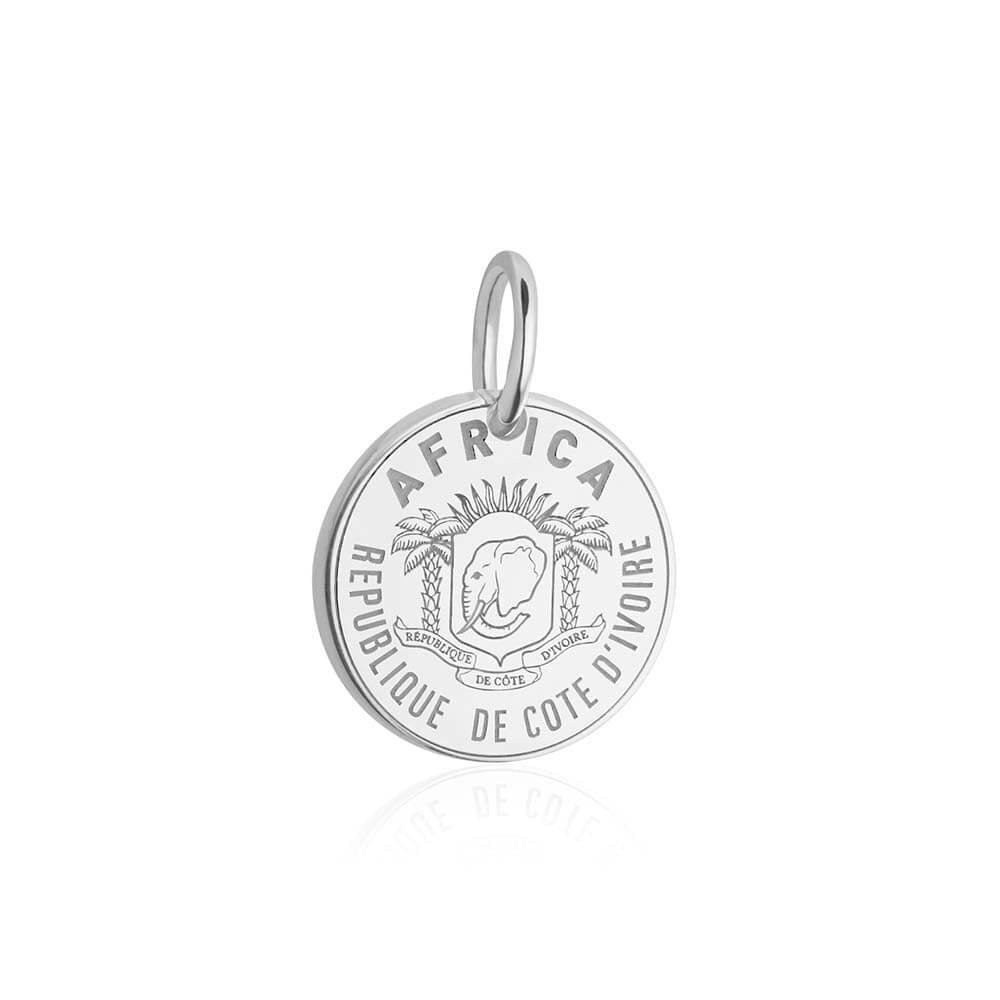 Sterling Silver Travel Charm, Cote d'Ivoire Passport Stamp - JET SET CANDY  (1720205377594)