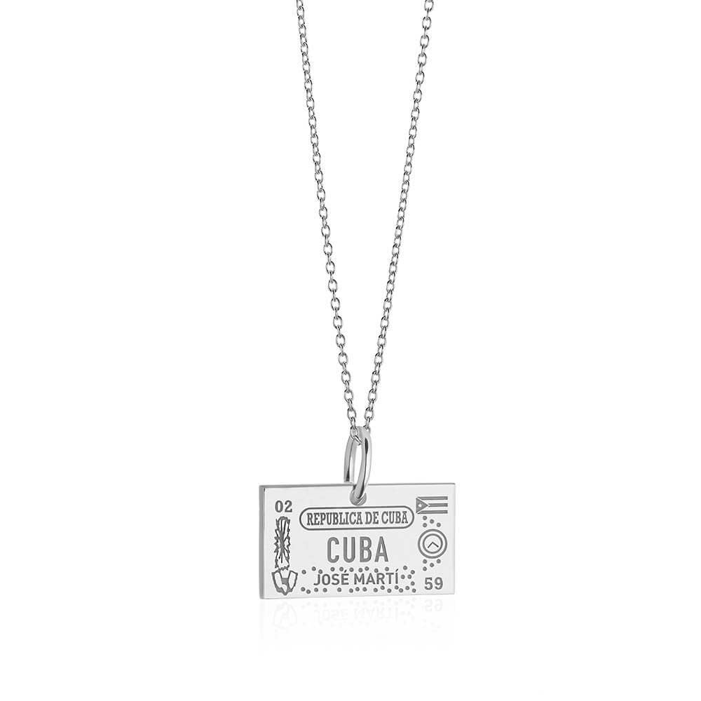 Sterling Silver Travel Charm, Cuba Passport Stamp - JET SET CANDY  (1720208752698)