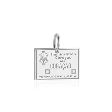 Silver Travel Charm, Curacao Passport Stamp