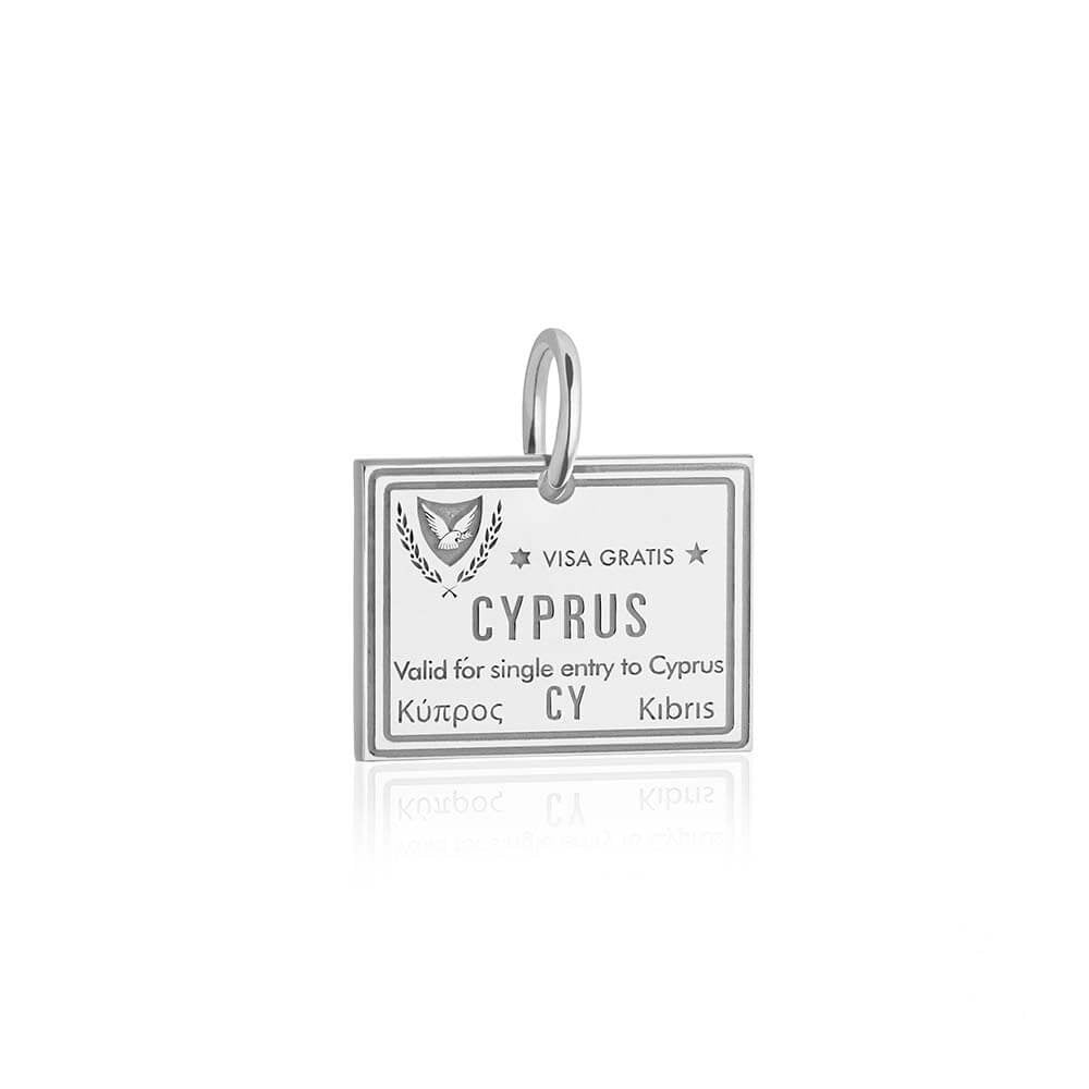 Sterling Silver Travel Charm, Cyprus Passport Stamp - JET SET CANDY  (1720202100794)