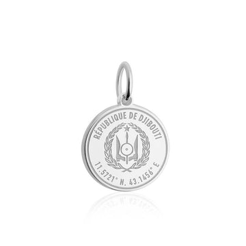 Djibouti Passport Stamp Charm Silver