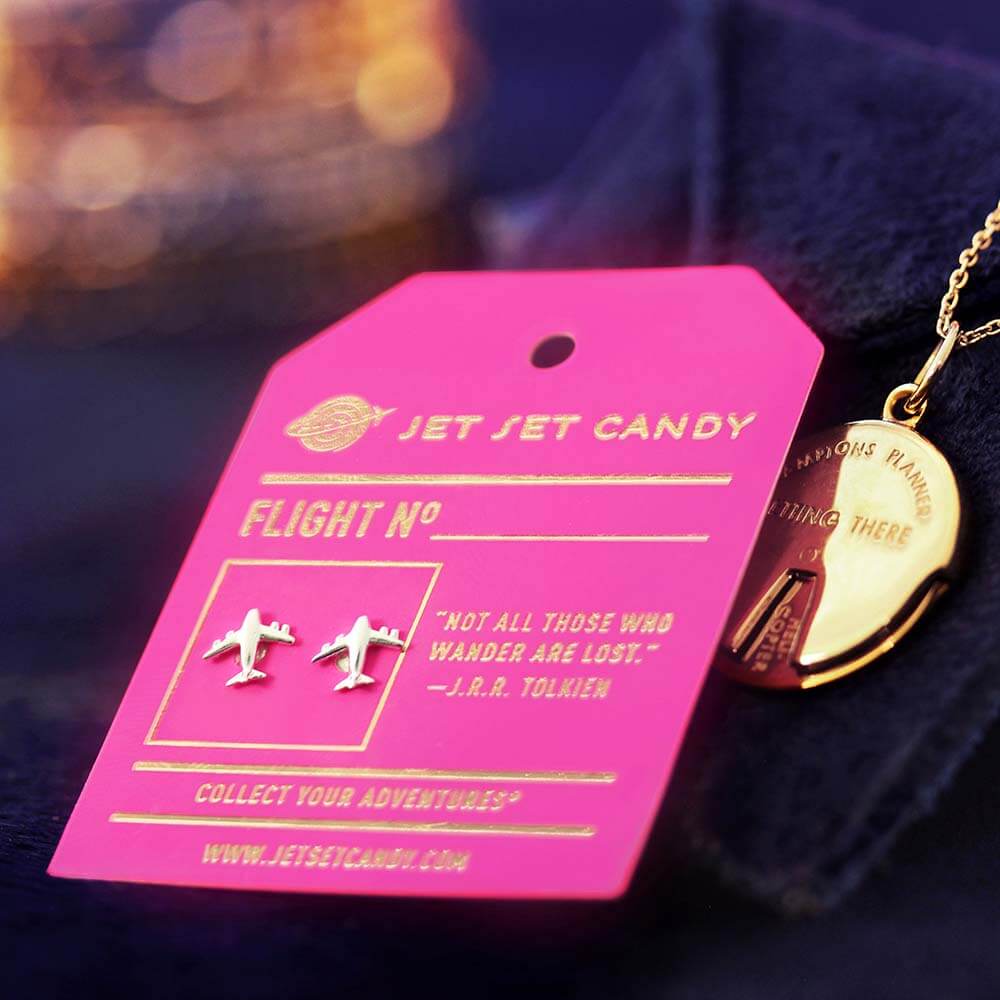 Silver Airplane Earrings - JET SET CANDY (1720176574522)