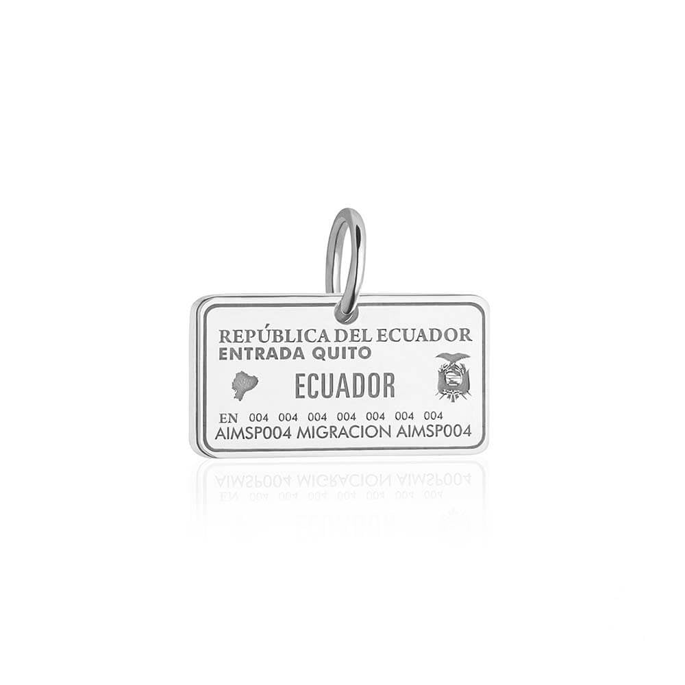 Sterling Silver Travel Charm, Ecuador Passport Stamp (SHIPS JUNE) - JET SET CANDY  (1720208785466)