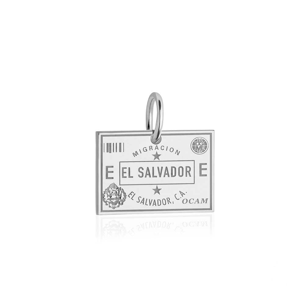 Sterling Silver Travel Charm, El Salvador Passport Stamp - JET SET CANDY  (1720208818234)