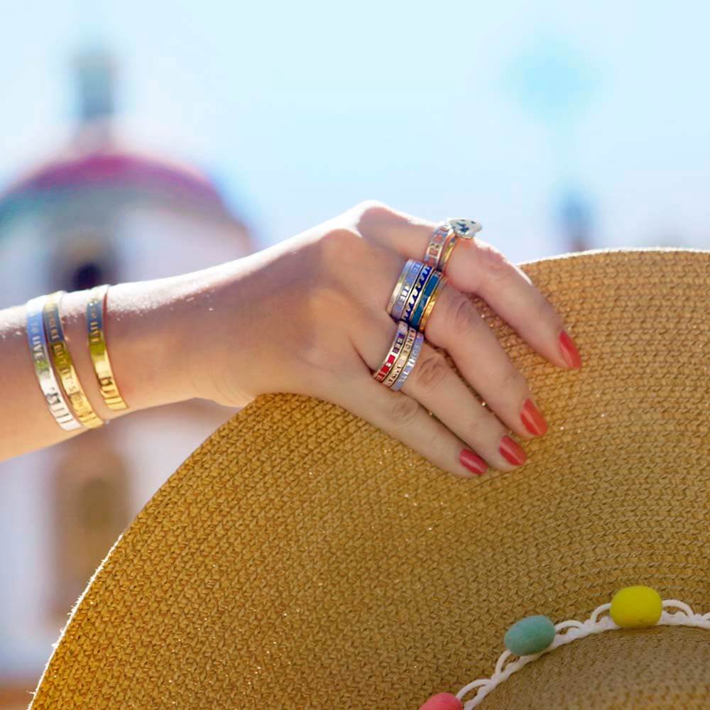 Navy Blue Enamel Wave Ring in Silver - JET SET CANDY (1720209702970)