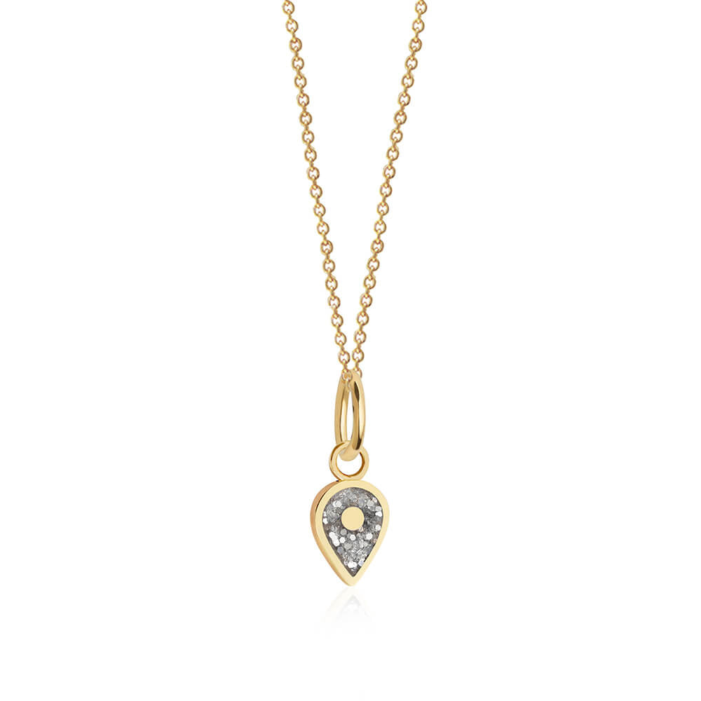 Solid Gold April Map Pin Charm with Diamond Enamel - JET SET CANDY (7532597903608)