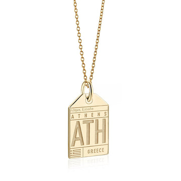 Athens Greece ATH Luggage Tag Charm Solid Gold