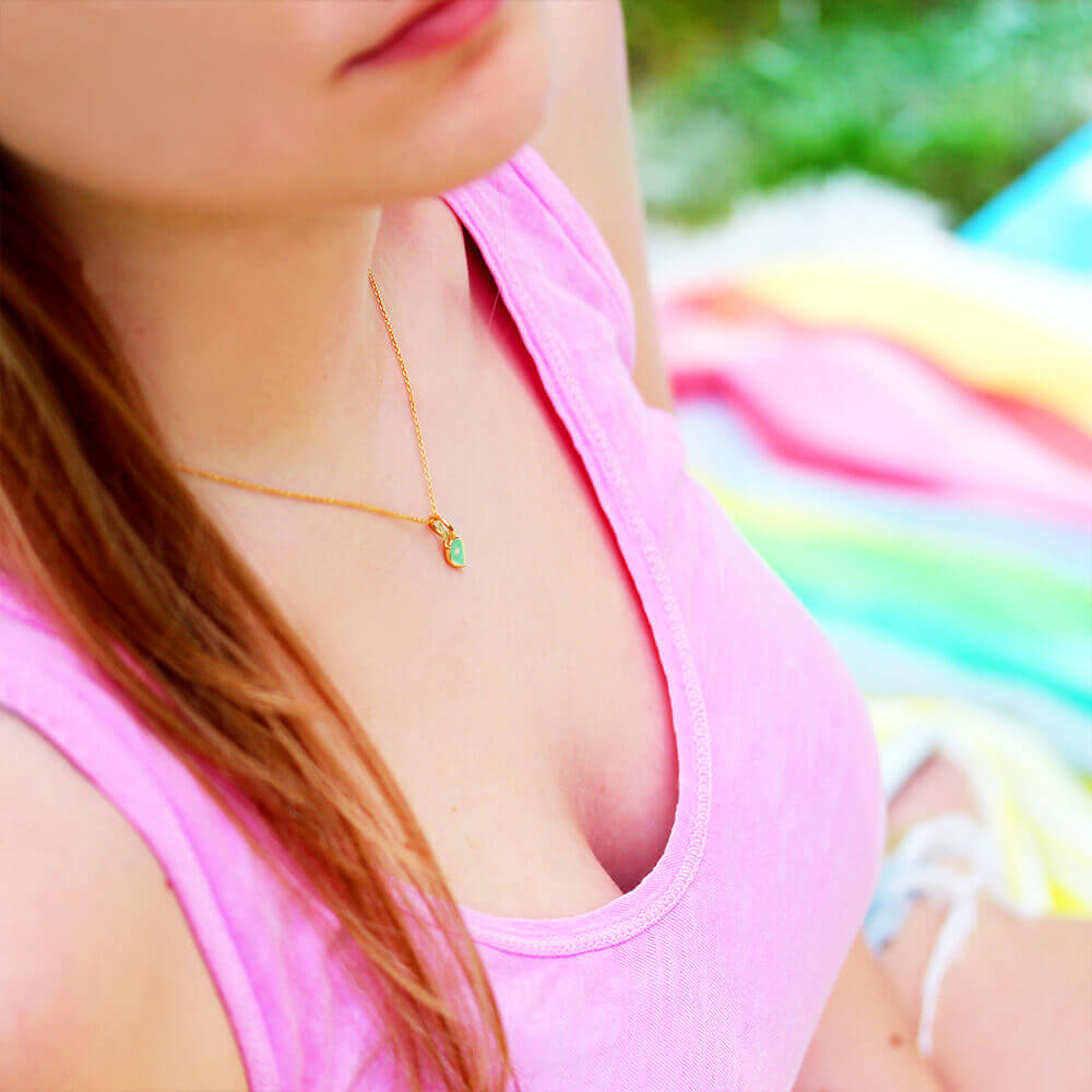 Silver May Map Pin Charm with Emerald Enamel - JET SET CANDY (7532597772536)