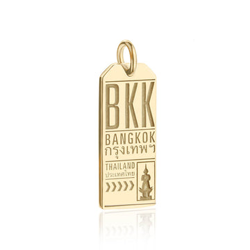 Bangkok Thailand BKK Luggage Tag Charm Gold