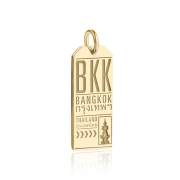 Bangkok Thailand BKK Luggage Tag Charm Solid Gold