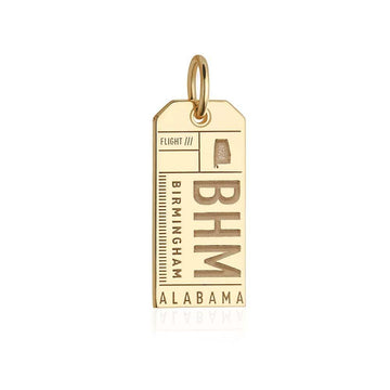 Birmingham Alabama USA BHM Luggage Tag Charm Solid Gold