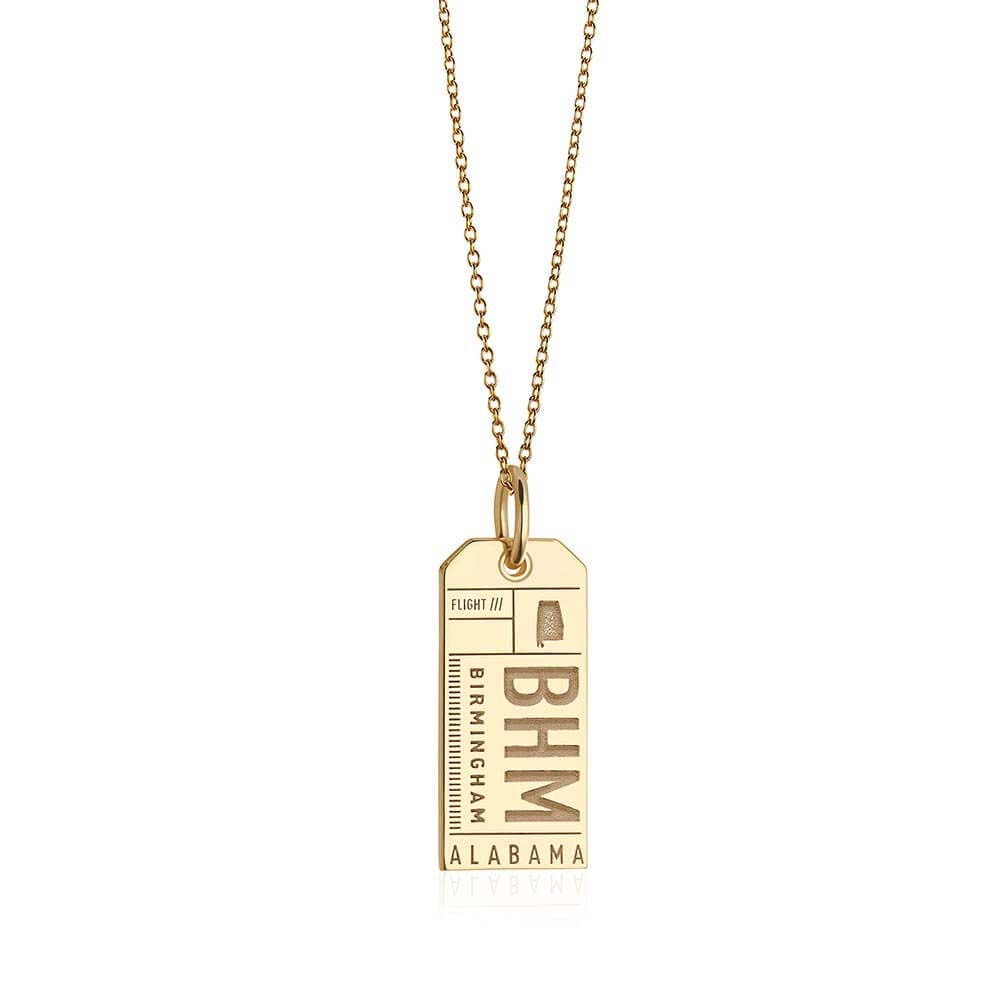 Gold Birmingham, Alabama BHM Luggage Tag Charm (SHIPS JUNE) - JET SET CANDY  (4464898965592)