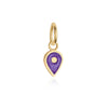 February Map Pin Charm Amethyst Enamel, Solid Gold