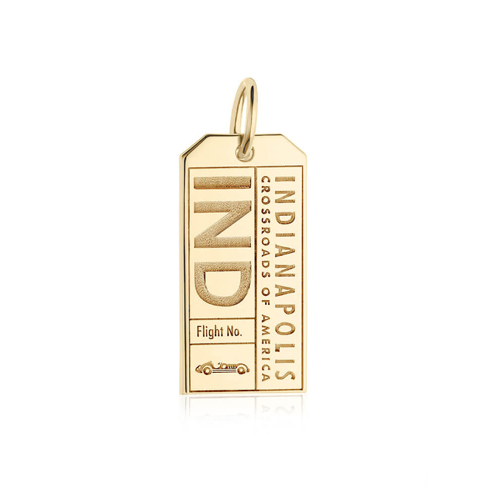 Solid Gold Indianapolis Charm, IND Luggage Tag - JET SET CANDY (6930012242104)