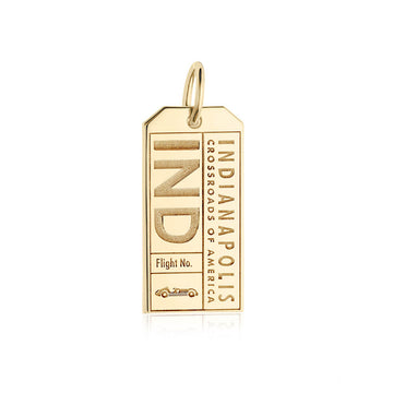 Indianapolis Indiana USA IND Luggage Tag Charm Solid Gold