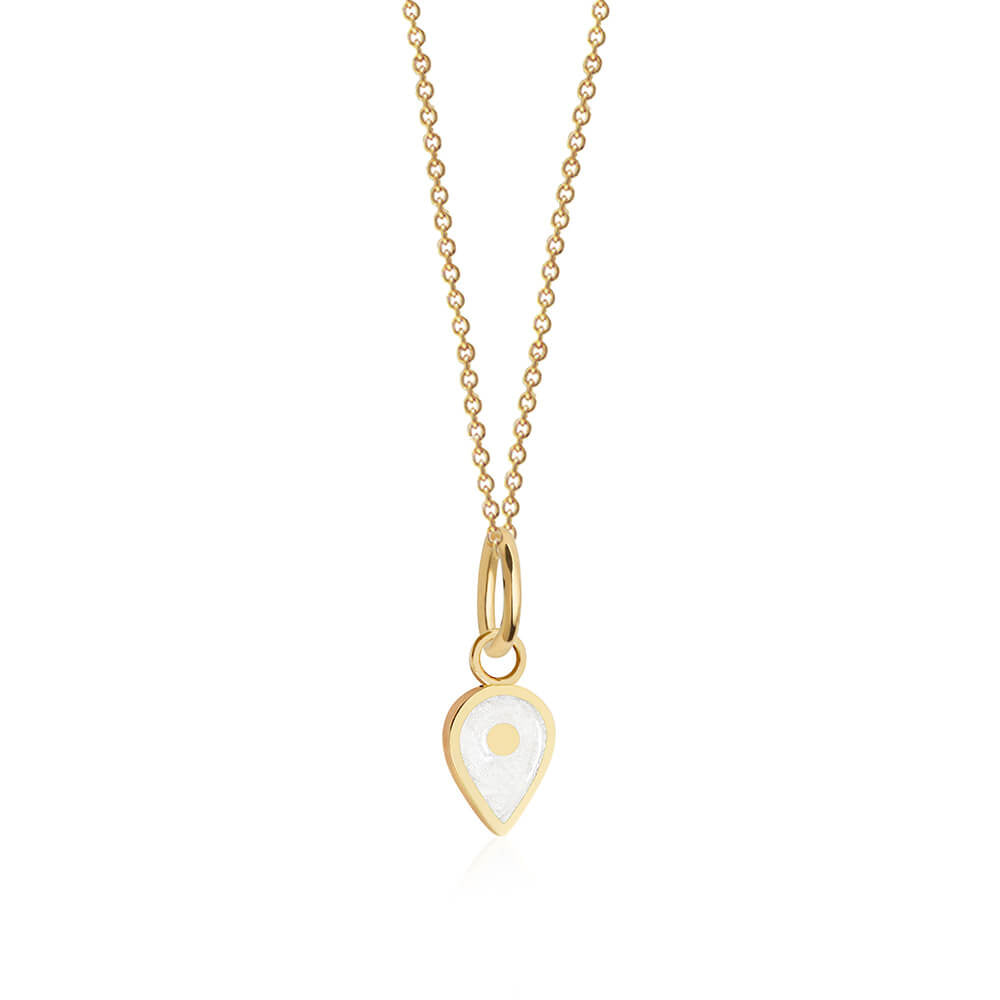 Solid Gold June Map Pin Charm with Pearl Enamel - JET SET CANDY (7532598132984)